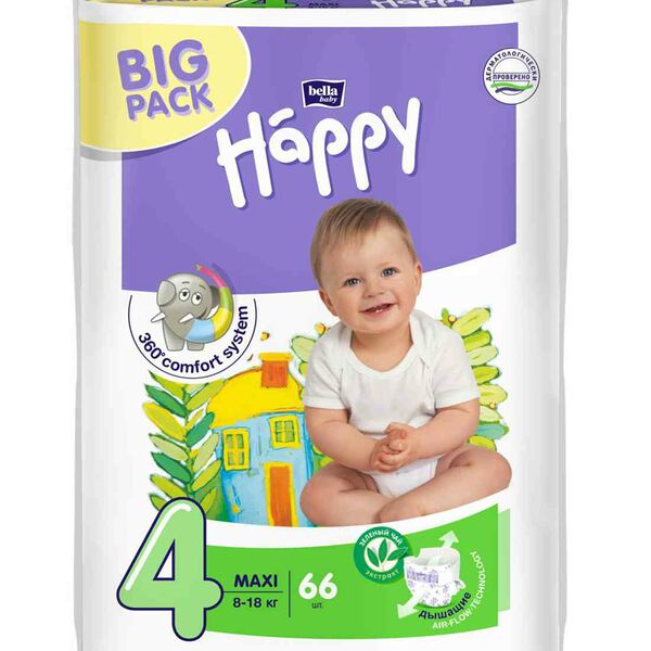 Подгузники Bella Baby Happy Maxi 4 (8-18 кг), 66 шт.