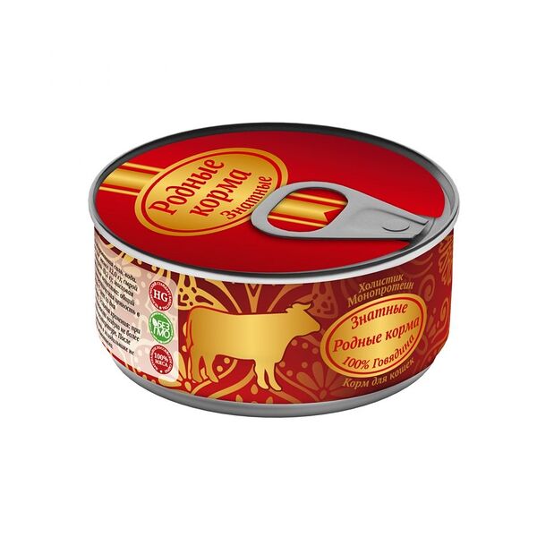 Консервы Родные корма для кошек 100г Знатные 100% Говядина