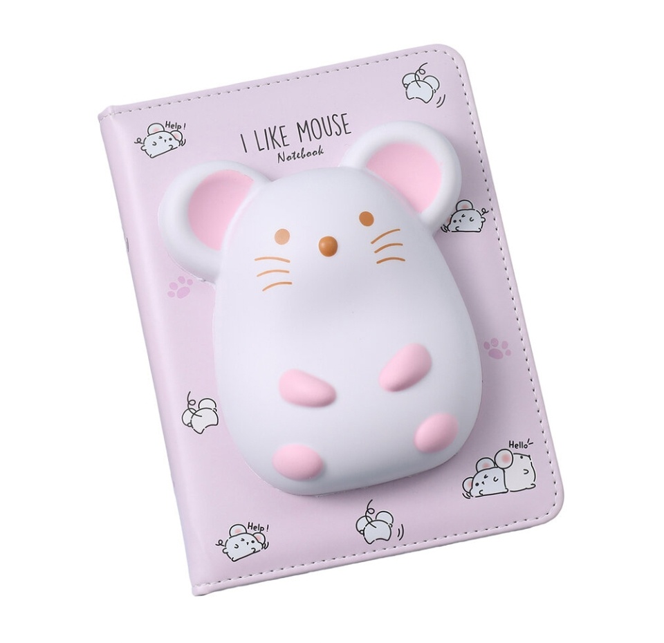 

Блокнот со сквишем «Мышка I Like Mouse», А5, розовый