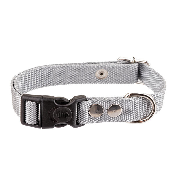 Ошейник нейлон М многоразмерный с фиксатором 20 28-45 см серый