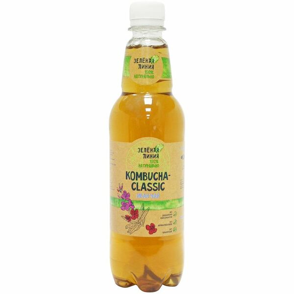 Напиток на чайном грибе Kombucha classic иван-чай Зелёная Линия, 555мл