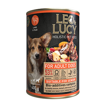 Влажный корм для собак Leo&Lucy паштет с ягненком и грушей подходит пожилым 400г