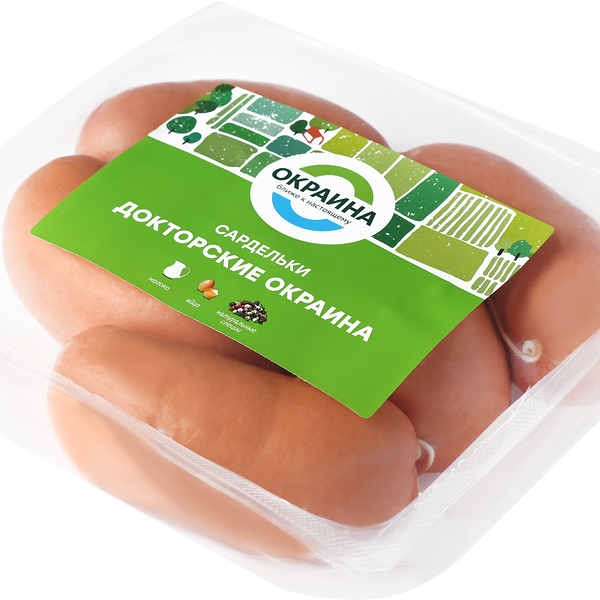 Сардельки ОКРАИНА Докторские з/атм вес до 1.2кг