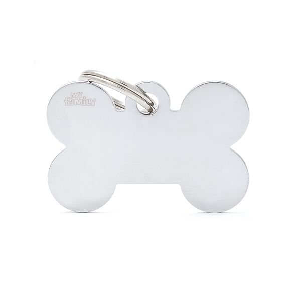 Адресник для собак большой Косточка Basic, хромированный