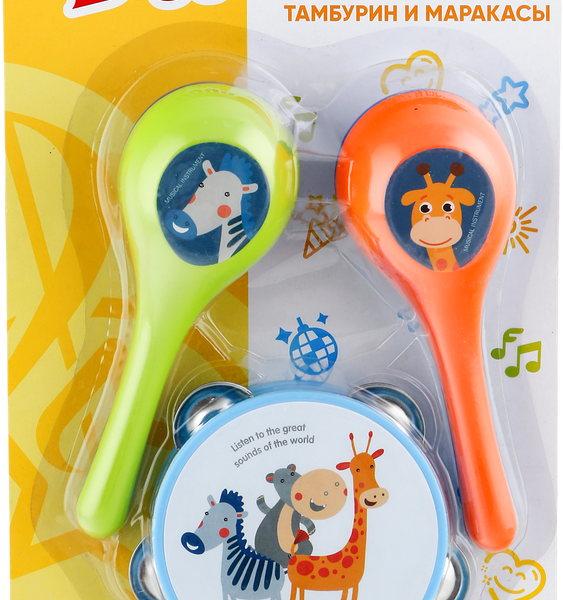 Набор игровой Bigga Тамбурин и маракасы, 3 предмета