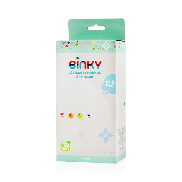 Binky бутылочка с ручками с 6 месяцев 270 мл	
