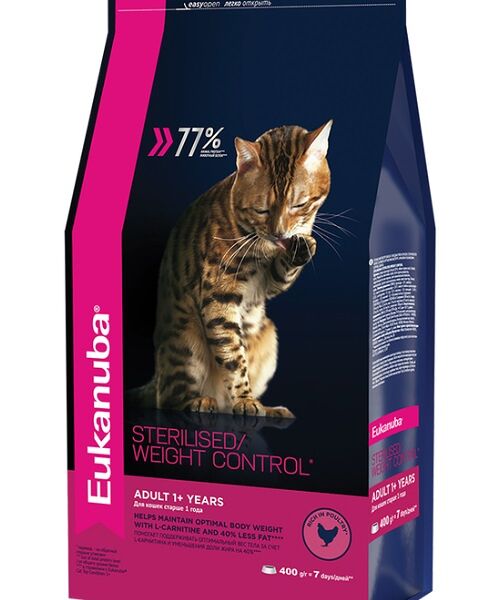 Eukanuba Cat для стерилизованных и с избыточным весом взрослых кошек Курица