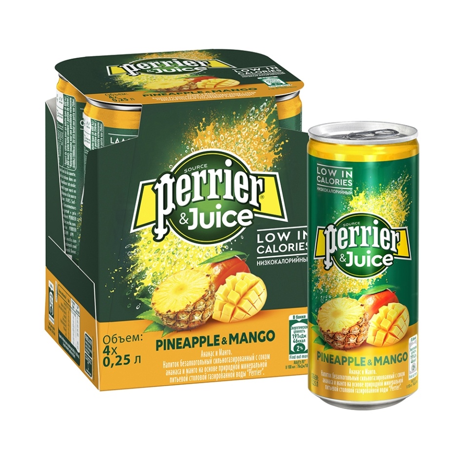 

Напиток сокосодержащий Perrier&Juice Ананас манго газированный 0.25 л