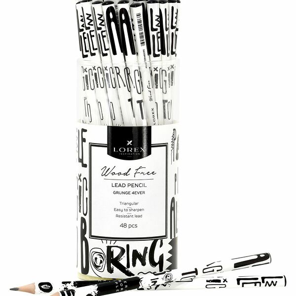 Карандаш чернографит пластик Lorex Wood Free Grunge 4ever заточ трехгранный тубус принт на корпусе
