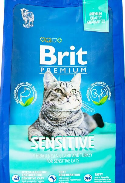 Сухой корм для кошек Brit Premium Sensitive с курицей и бараниной 0.8кг