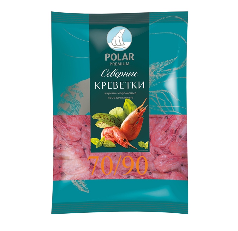 

Креветки варено-мороженные Polar, калибр 70-90 шт в кг, Россия