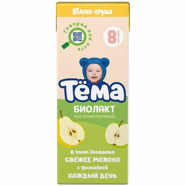 Биолакт Тёма Яблоко-груша с 8 месяцев 3%, 206г