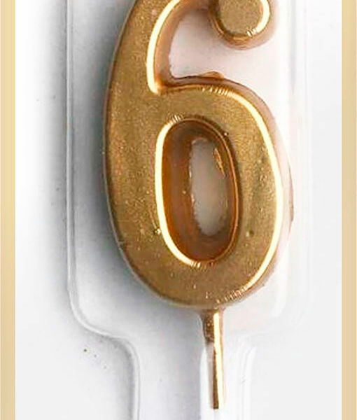 Свеча-цифра 6 Пакетико Party металлик