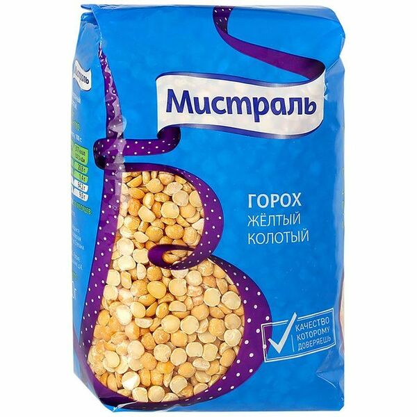 Горох Мистраль жёлтый колотый шлифованный, 900г