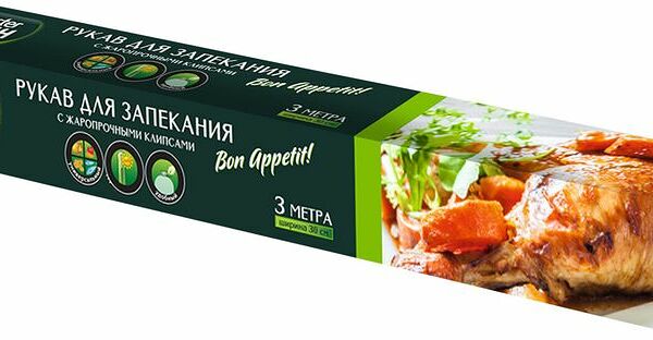 Рукав для запекания MASTER FRESH жаропрочные клипсы, 3м