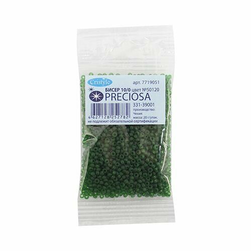 (50120) 331-39001-10/0 Бисер прозрачный матовый 10/0, круг.отв., 20гр Preciosa,упак