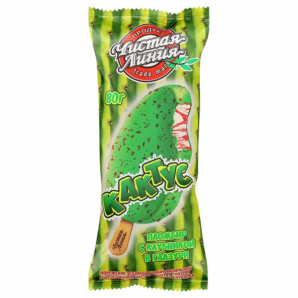 Мороженое пломбир Чистая Линия в клубничной глазури 12%