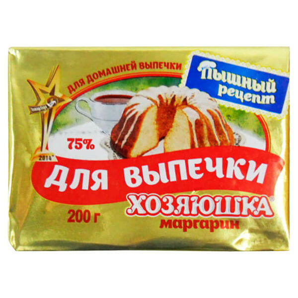 Маргарин хозяюшка 200г 75% для выпечки фольга