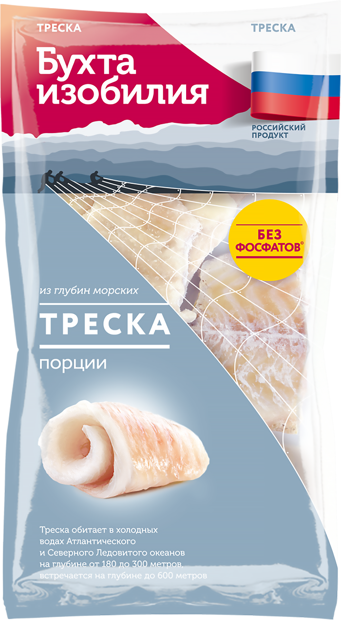 

Треска замороженная Бухта изобилия филе порционное без кожи 400 г