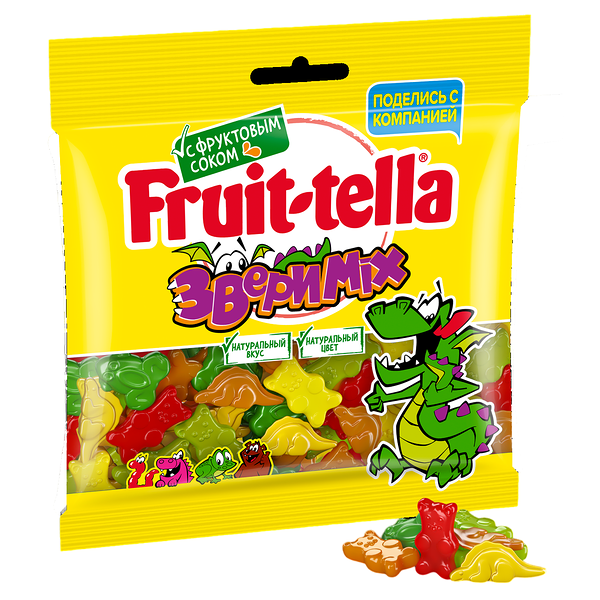 Мармелад жевательный Fruit-tella Звери Mix с фруктовым соком