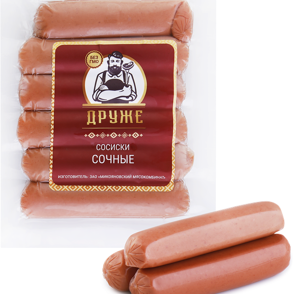 Сосиски ДРУЖЕ Сочные, 300г
