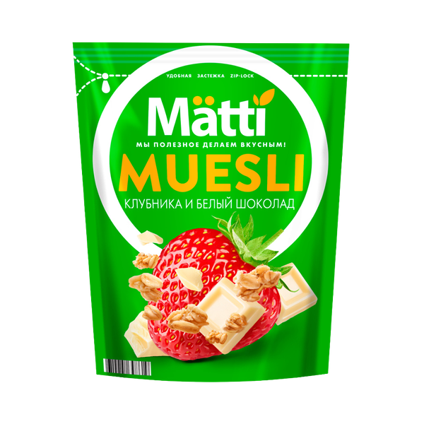 Мюсли Matti клубника и белый шоколад 250 г