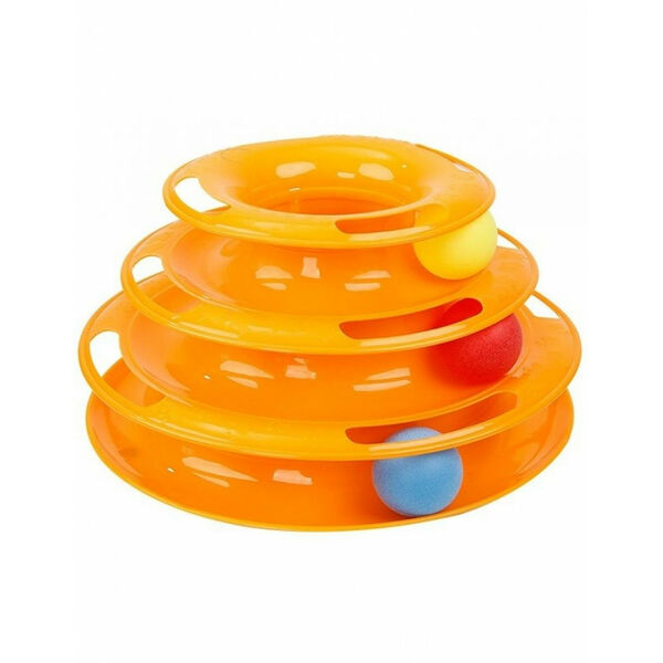 Игрушка для кошек HOMECAT трек пластиковый трехэтажный с мячиками 24,5х12 см