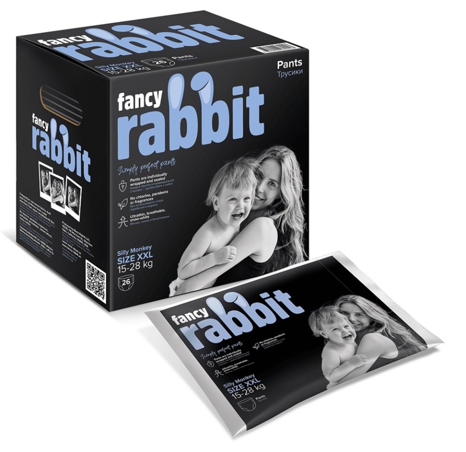 

Трусики-подгузники Black Rabbit XXL 15–28 кг 26 шт