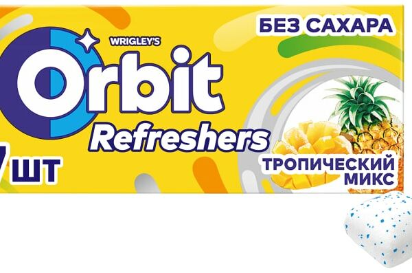 Жевательная резинка Orbit Refreshers Тропический микс 16г