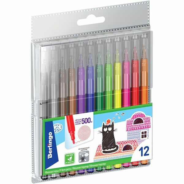 Фломастеры Berlingo Жил-был кот 12 цветов, смываемые арт. WP00612