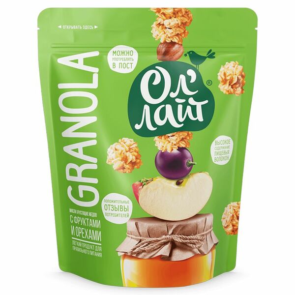 Гранола медовая Ол'Лайт с фруктами и орехами 280г