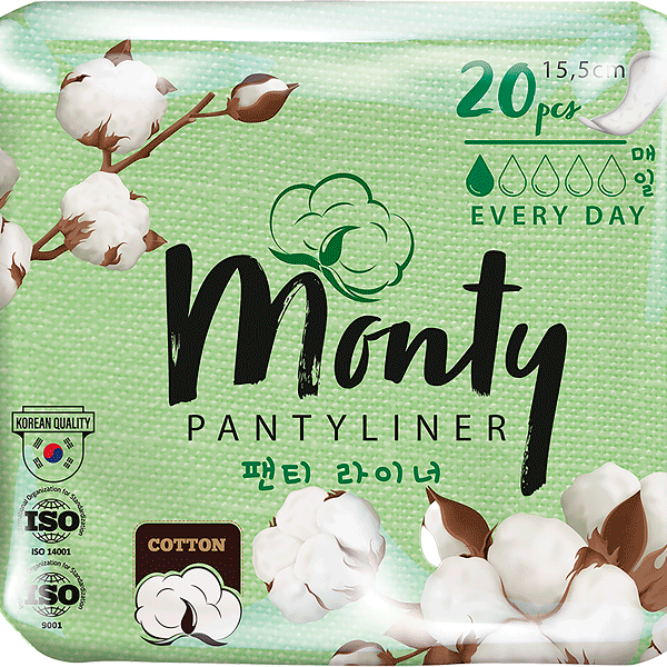 Прокладки ежедневные MONTY в индивидуальной упаковке, 20шт