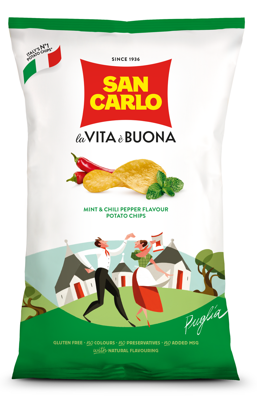 

Чипсы картофельные San Carlo со вкусом мяты и острого перца 150 г