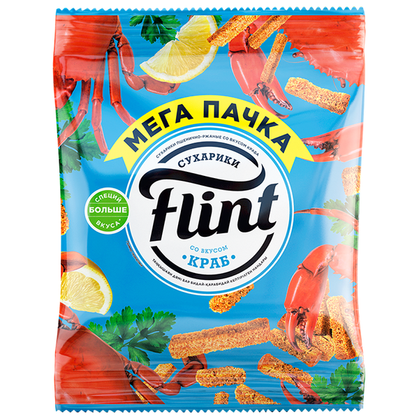 Сухарики пшенично-ржаные Flint со вк краба 100г