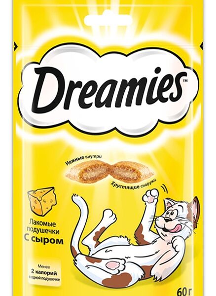 Лакомство для взрослых кошек Подушечки Dreamies с сыром