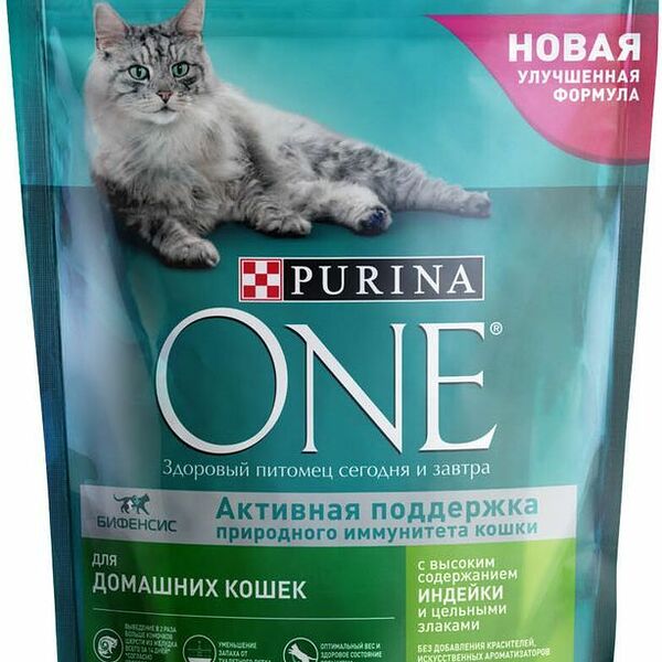 Purina One корм для домашних кошек Индейка