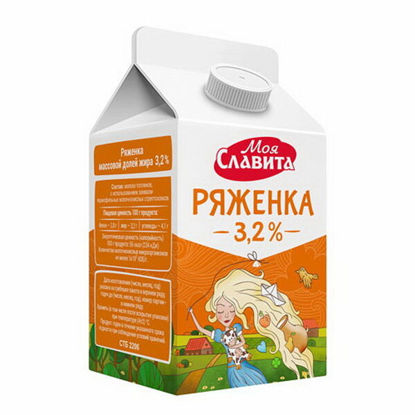 Ряженка жир. 3,2% пюр/п  вес 0.45 Моя Славита