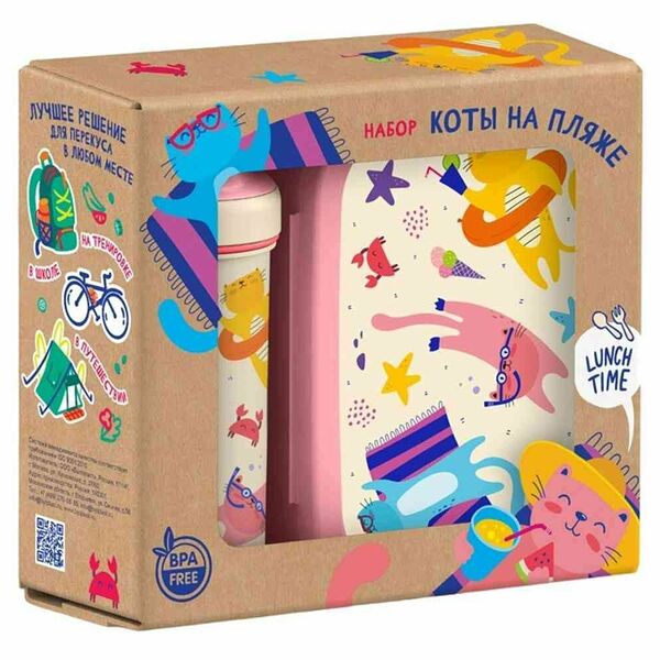 Набор для завтрака Phibo 43132370551 Коты на пляже 200x70x180 мм, 2 предмета