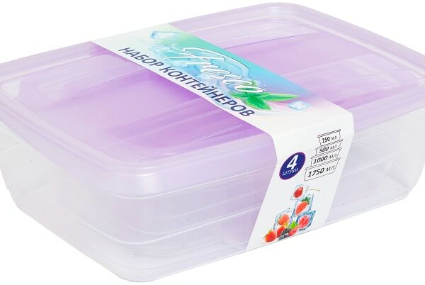 Набор контейнеров Violet Fresco Лаванда 4в1 250+500+1000+1750мл 4шт