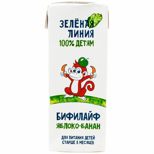 Бифилайф яблоко-банан с 8 месяцев 2.5% Зелёная Линия, 210мл