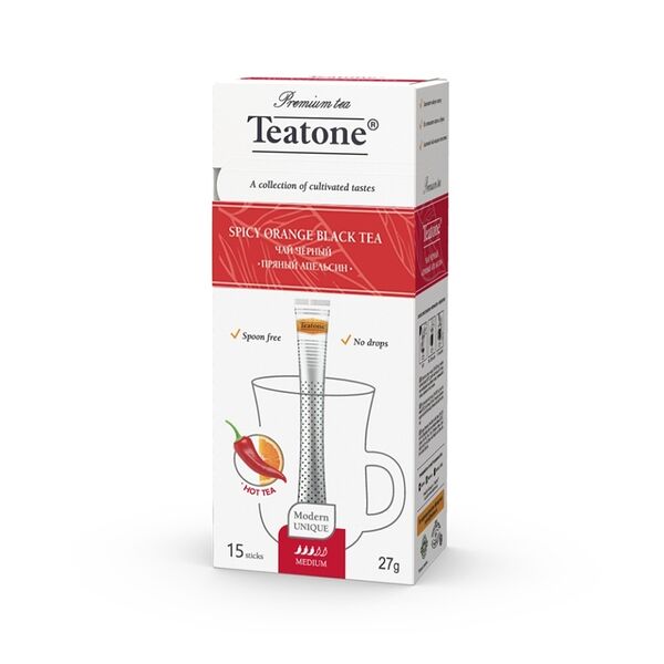 Чай чёрный «Пряный апельсин» с апельсином и перцем, Teatone, в стиках, 15 шт.*1.8 г, Россия