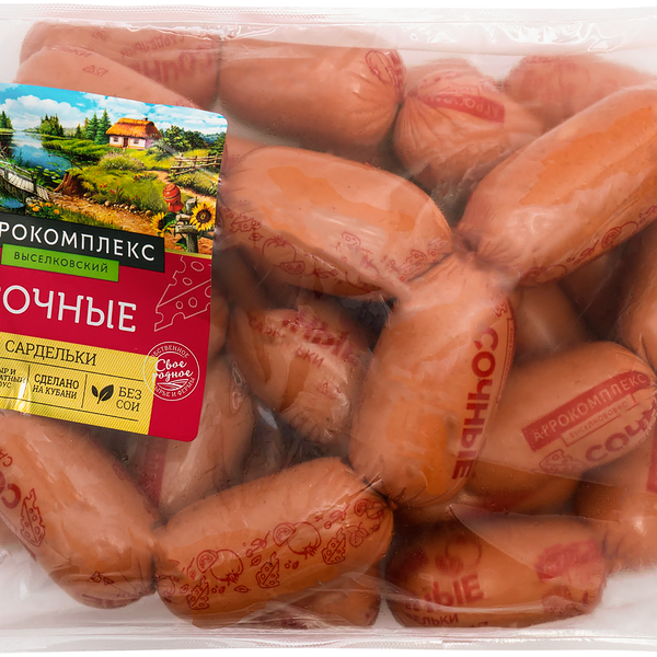 Сардельки АГРОКОМПЛЕКС Сочные из м/к вес до 1.2кг