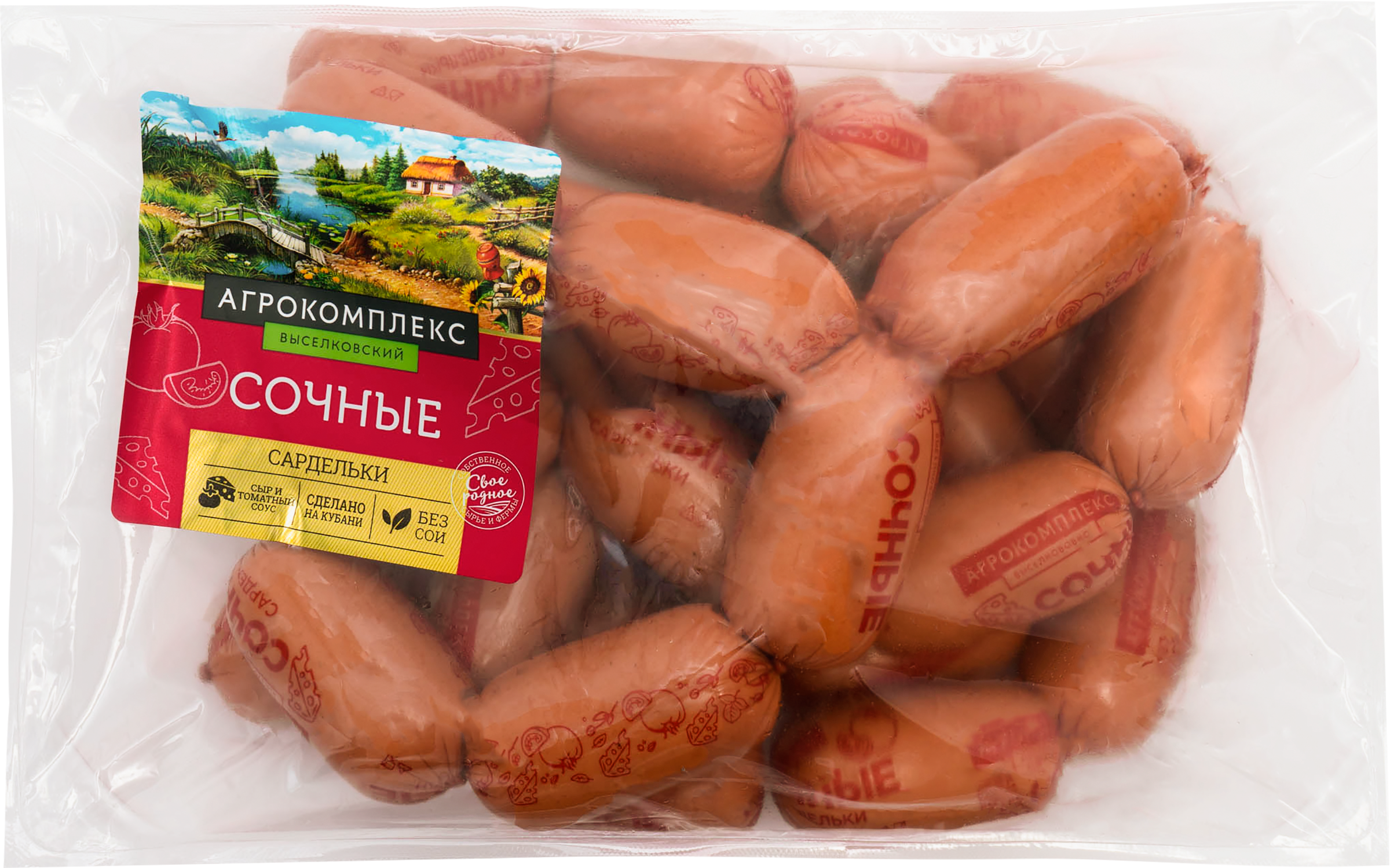 

Сардельки АГРОКОМПЛЕКС Сочные из м/к вес до 1.2кг