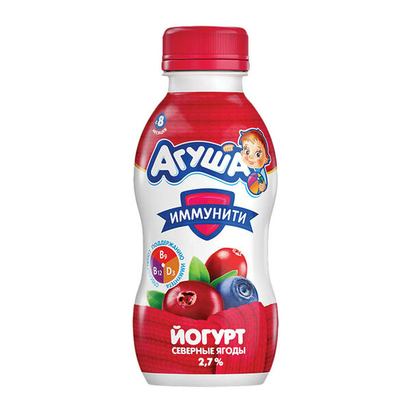 Йогурт питьевой Агуша Иммунити Северные ягоды с 8 месяцев 2,7%