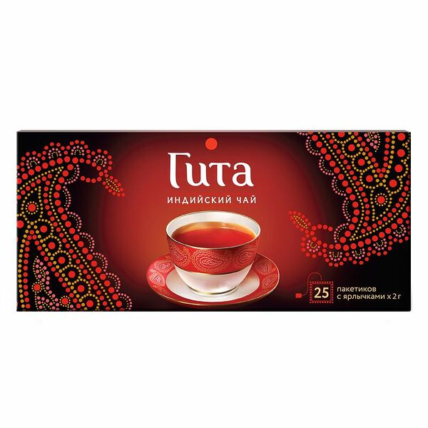 Чай черный Принцесса Гита индийский в пакетиках, 25 шт, 50г