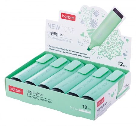 HL_060875 Текстовыделитель Hatber NEWtone PASTEL клиновидный пишущий узел Мятный