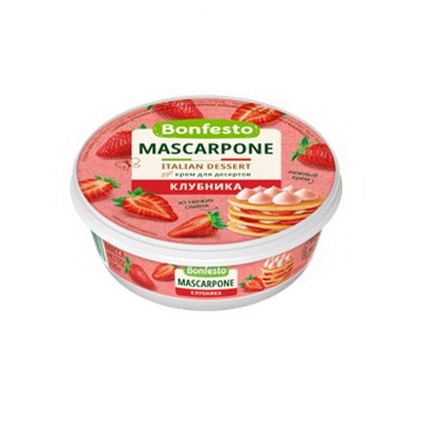 Сыр мягкий Bonfesto Маскарпоне с наполнителем Клубника 70% 220г