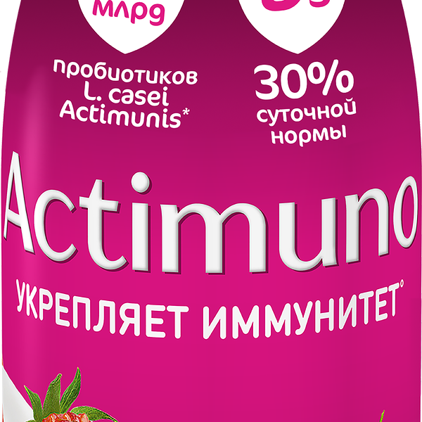 Продукт кисломолочный ACTIMUNO Земляника, шиповник 1,5%, без змж, 95г
