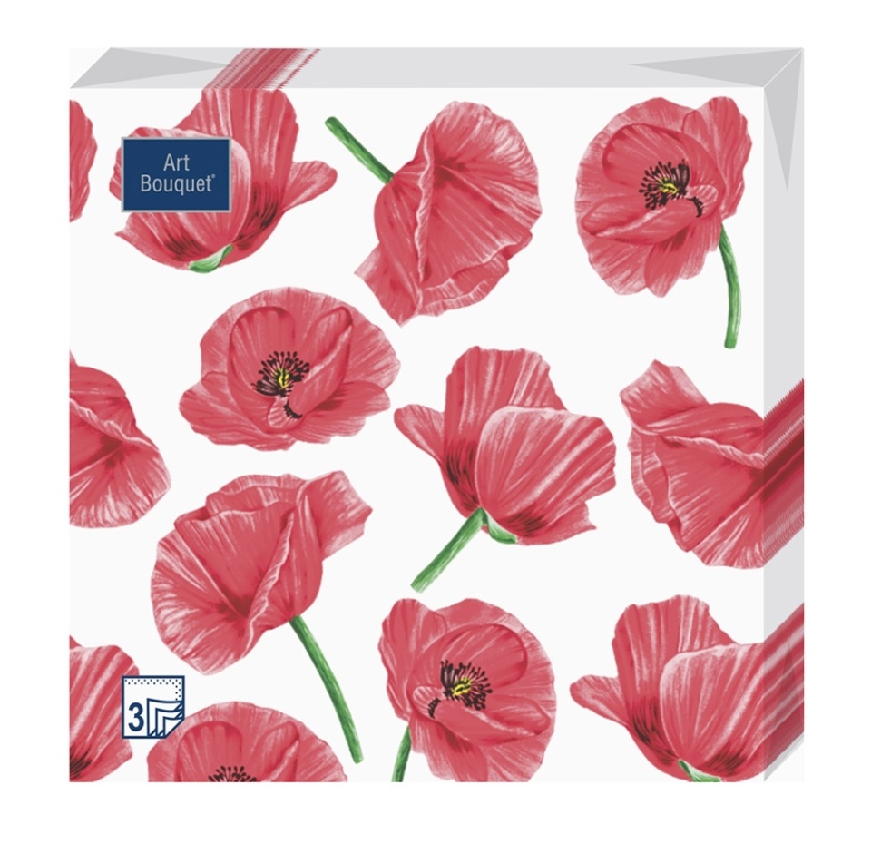 

Салфетки бумажные Bouquet Home Collection маки 3 слоя 33х33 см 20 шт.