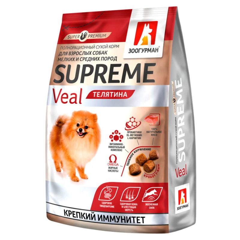 

Корм сухой для собак Зоогурман Supreme телятина 1.2 кг